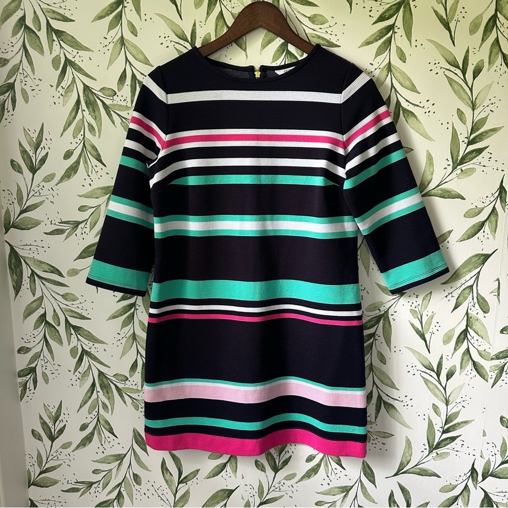 Crown & Ivy Striped Dress. Cropped Sleeves. Small Petite.